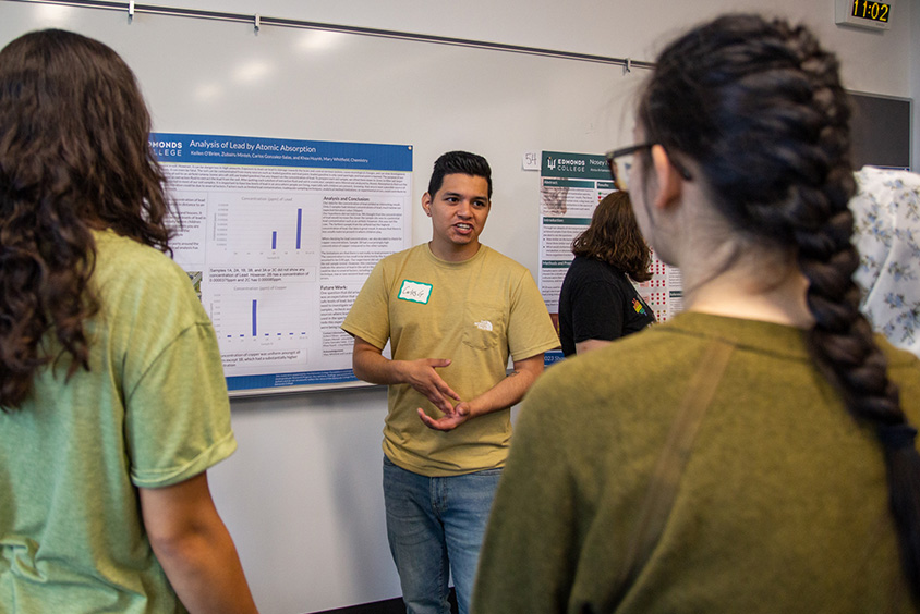 Carlos Gonzalez-Salas presents his project during the Undergraduate Research Synposium.