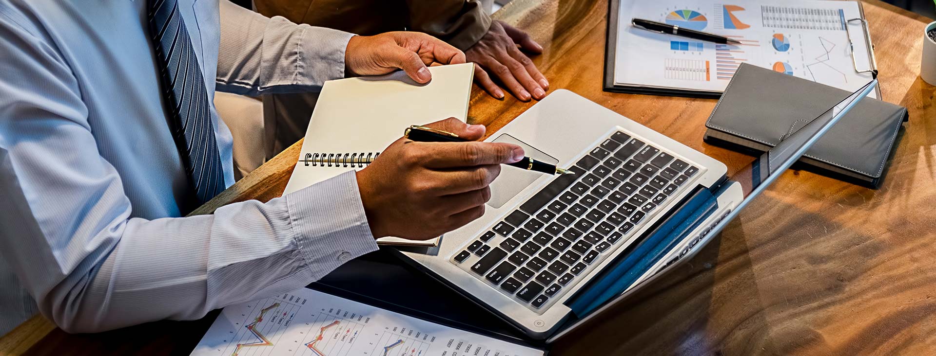 Businessman looking at a laptop