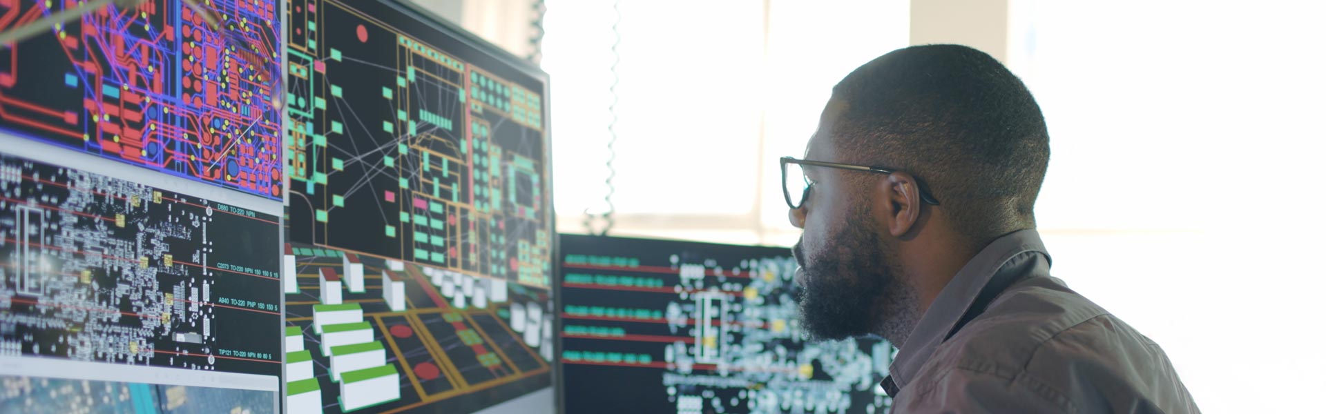 Engineering working on a computer