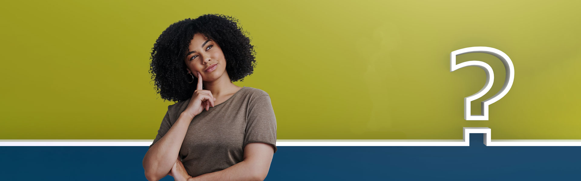 Woman with question marks