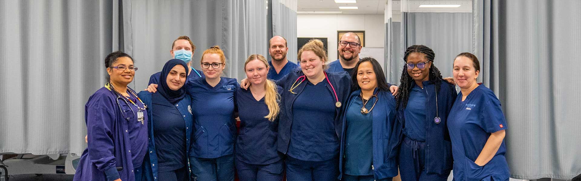 Nursing students in the simulation lab