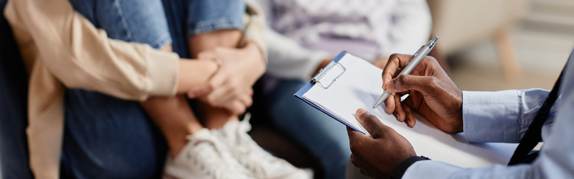 patient talking with counselor