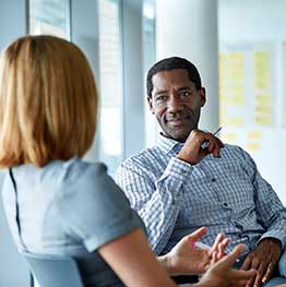 Man and woman talking