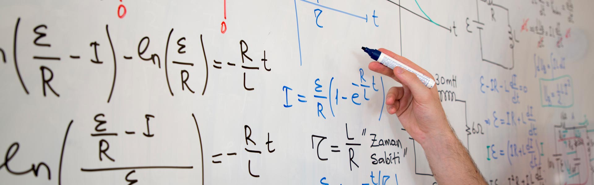 Whiteboard with physics equations