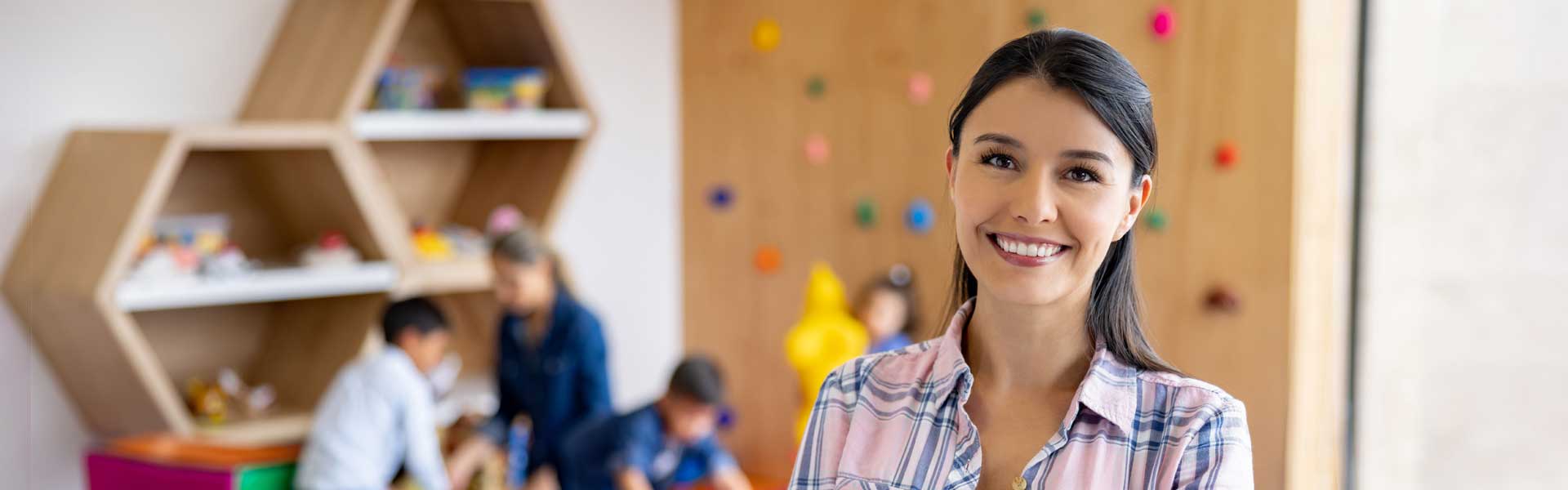 Teacher and children