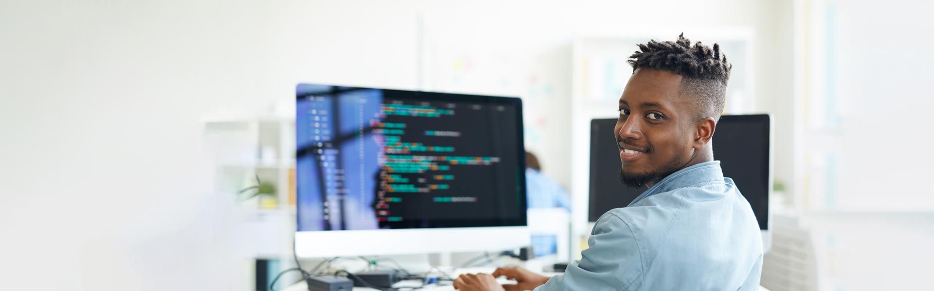 Student working on coding