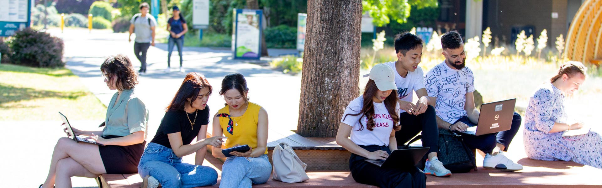 Group of students in the courtyard