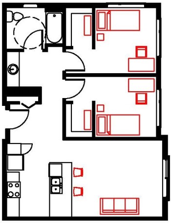 two bedroom floor plan for triton court