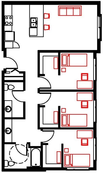three bedroom floorplan at triton court
