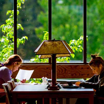 students in the library