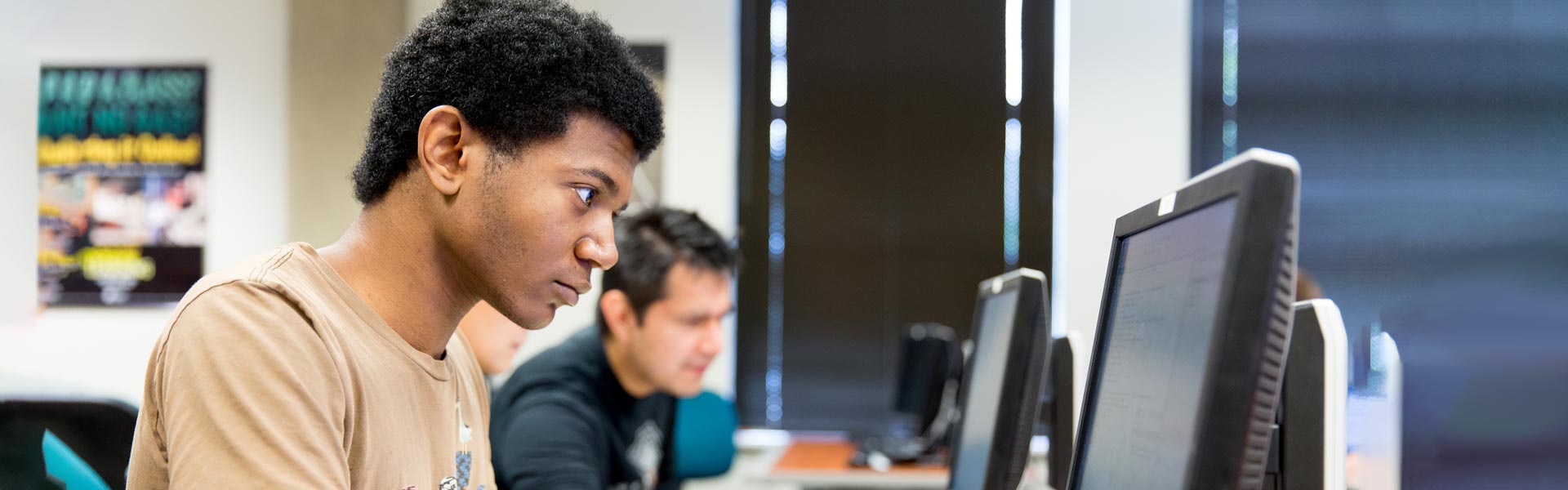 Students working on computer